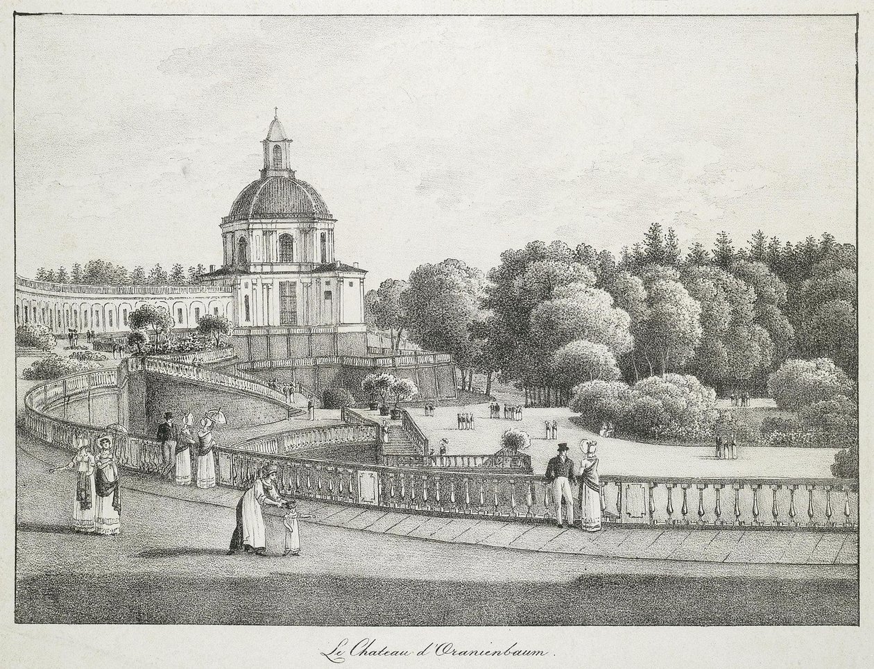 Uitzicht op de kerk van het Grote Paleis in Oranienbaum, 1821-1822 door Andrei Yefimovich Martynov