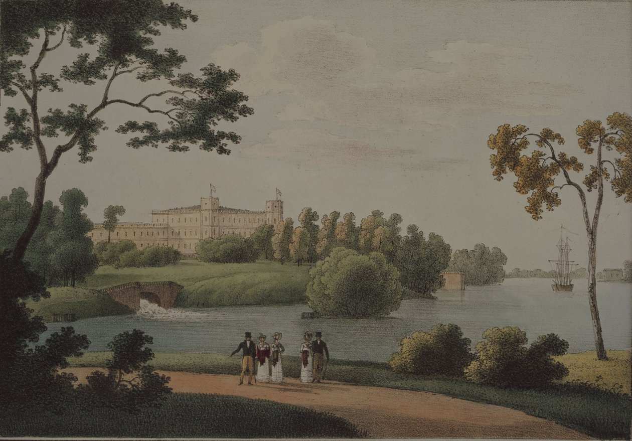 Uitzicht op het hoofd Gatchina paleis door Andrei Yefimovich Martynov