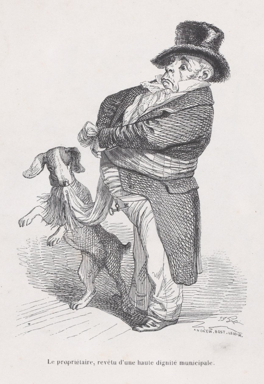De eigenaar uit Scènes uit het privé- en openbare leven van dieren, ca. 1837-47 door Andrew Best Leloir