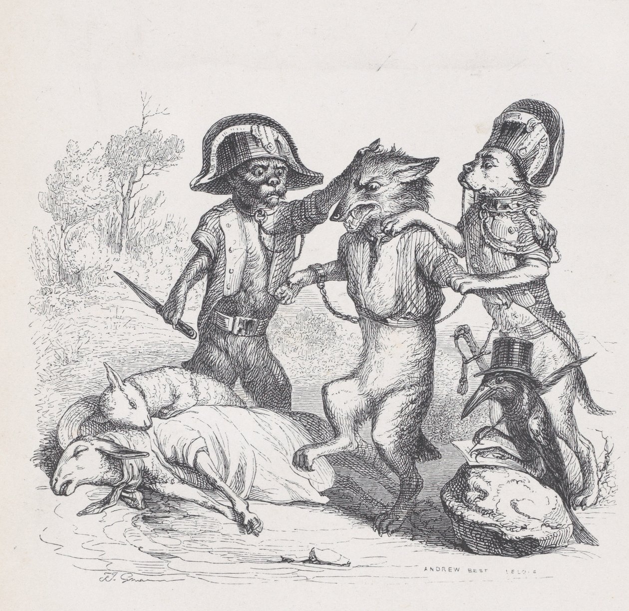 De auteur van deze aanval is een delicate kleine wolf uit Scènes uit het Privéleven, ca. 1837-47 door Andrew Best Leloir