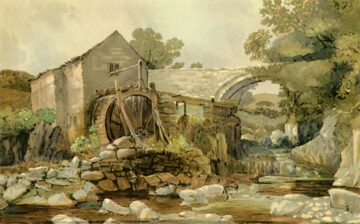 Mill Bridge en waterval, begin-midden 19e eeuw, 1947 door Andrew Hunt