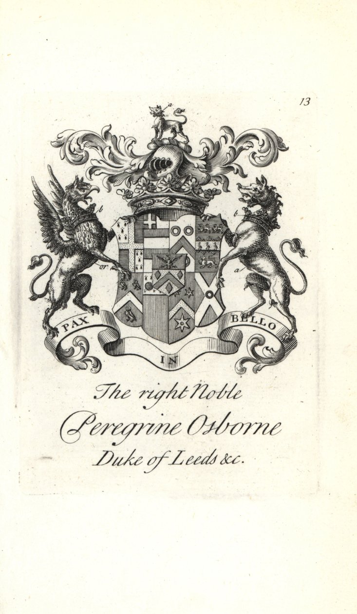 Wapen en wapenrusting van de zeer edele Peregrine Osborne, 2e Hertog van Leeds door Andrew Johnston