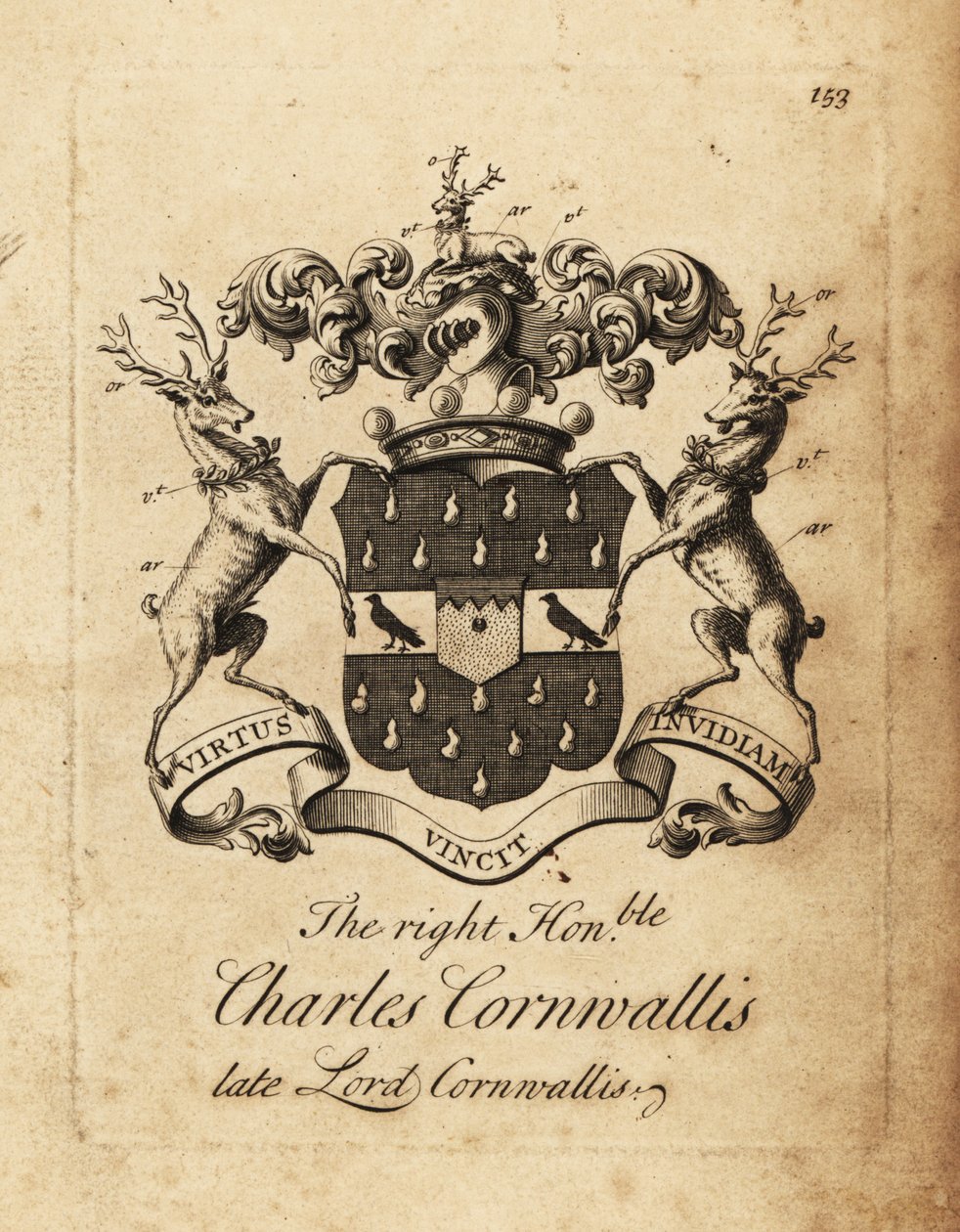 Wapen van de Zeer Eerwaarde Charles Cornwallis, Heer Cornwallis, 4e Baron Cornwallis door Andrew Johnston
