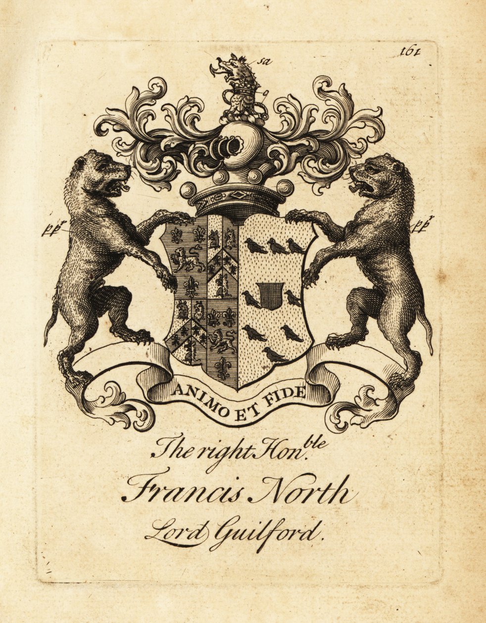 Wapen van de Zeer Eerwaarde Francis North, Lord Guilford, 2e Baron Guilford door Andrew Johnston