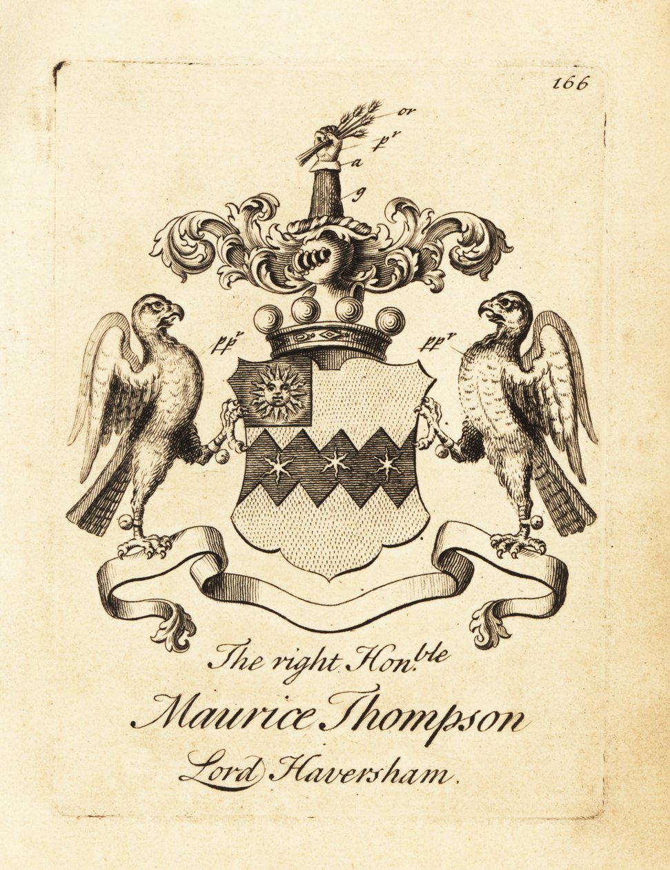 Wapen van de Zeer Eerwaarde Maurice Thompson, Lord Haversham, 2e Baron Haversham door Andrew Johnston