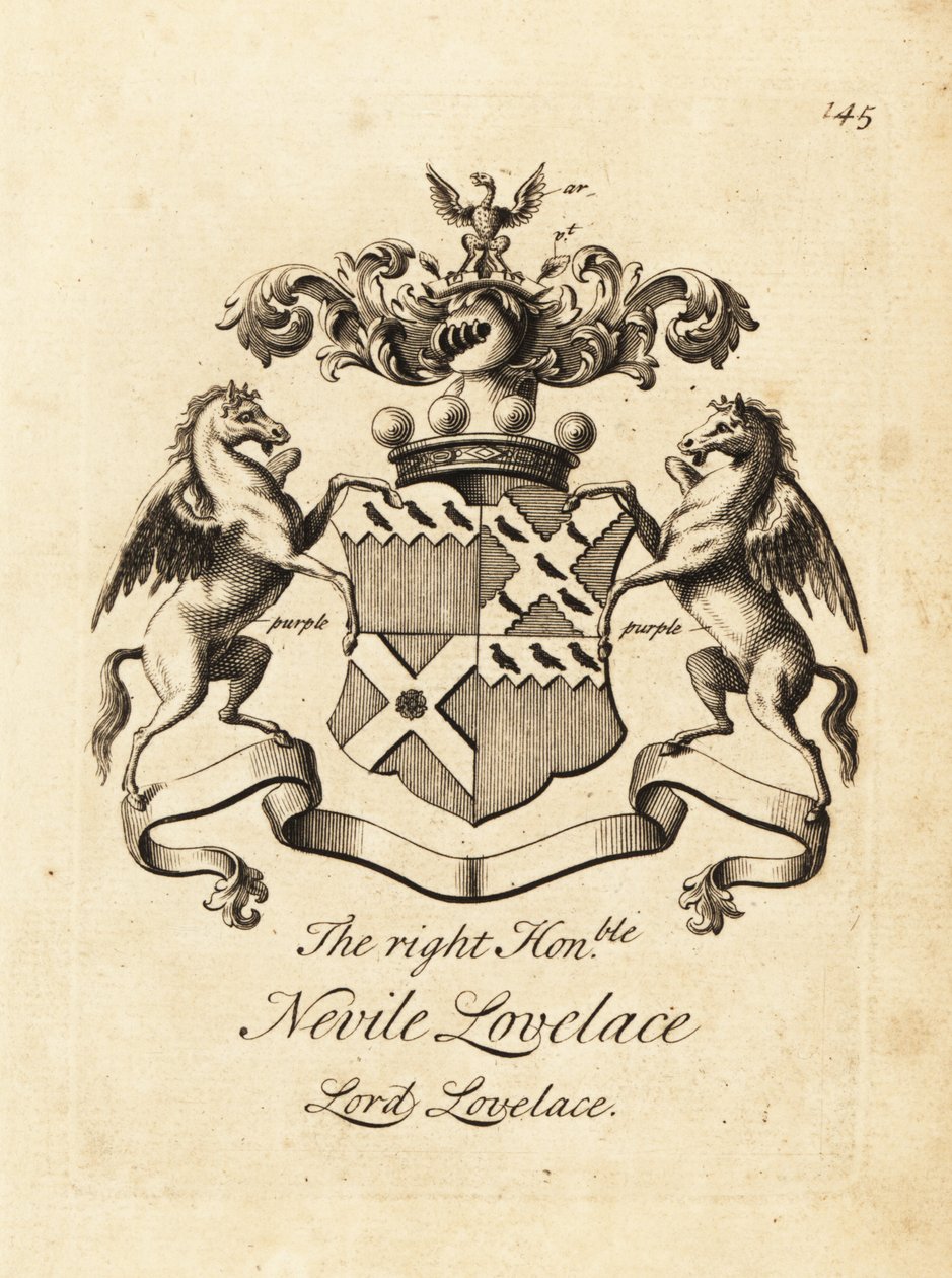 Wapen van de Zeer Eerwaarde Nevile Lovelace, Heer Lovelace, 6e Baron Lovelace door Andrew Johnston