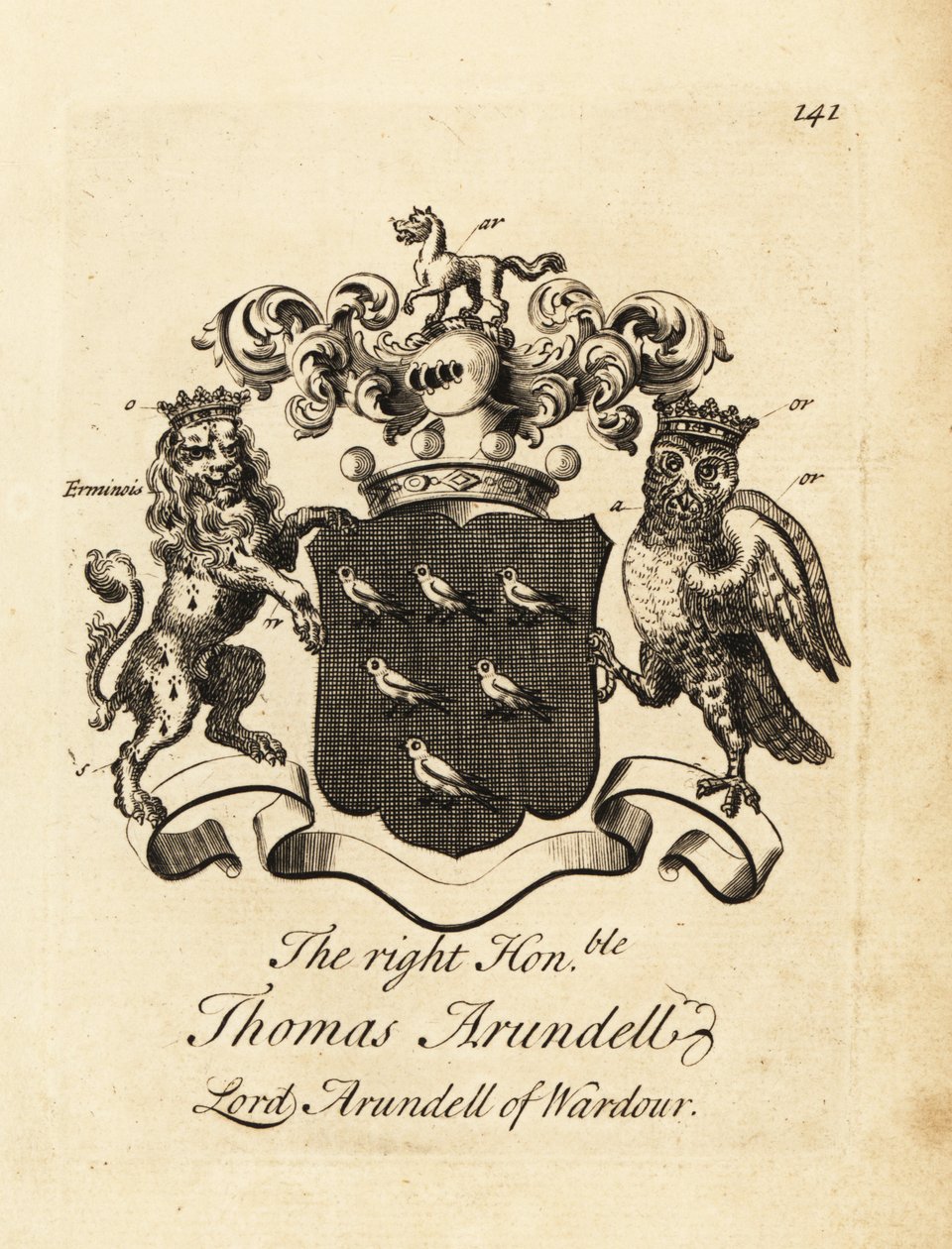 Wapen van de Zeer Eerwaarde Thomas Arundell, Lord Arundell van Wardour, 7e Baron Arundell van Wardour door Andrew Johnston