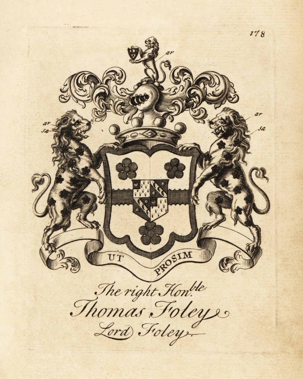 Wapen van de Zeer Eerwaarde Thomas Foley, Heer Foley door Andrew Johnston