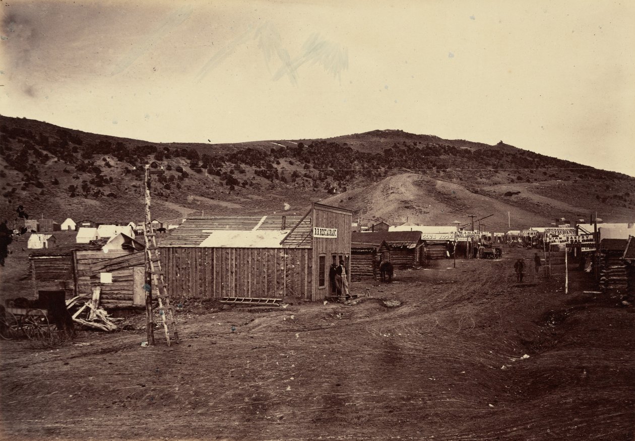 Plaat 29. Bear River City, bij de kolenvelden,1869 (foto) door Andrew Joseph Russell