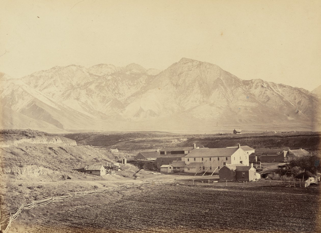 Plaat 49. De katoen- en wolfabrieken van Brigham Young,1869 (foto) door Andrew Joseph Russell