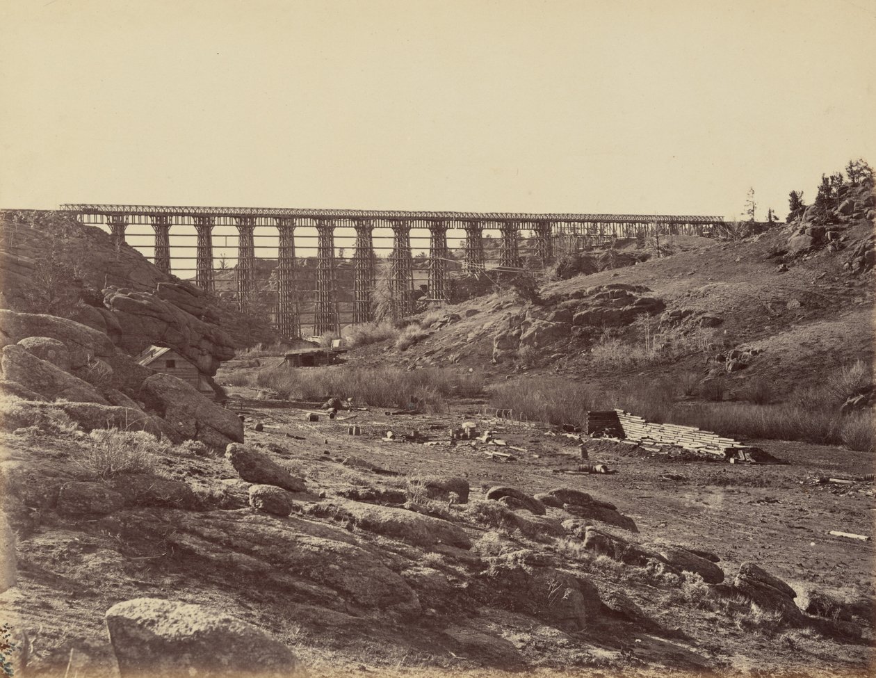 Plaat 7. Dale Creek Brug, algemeen beeld,1869 (foto) door Andrew Joseph Russell
