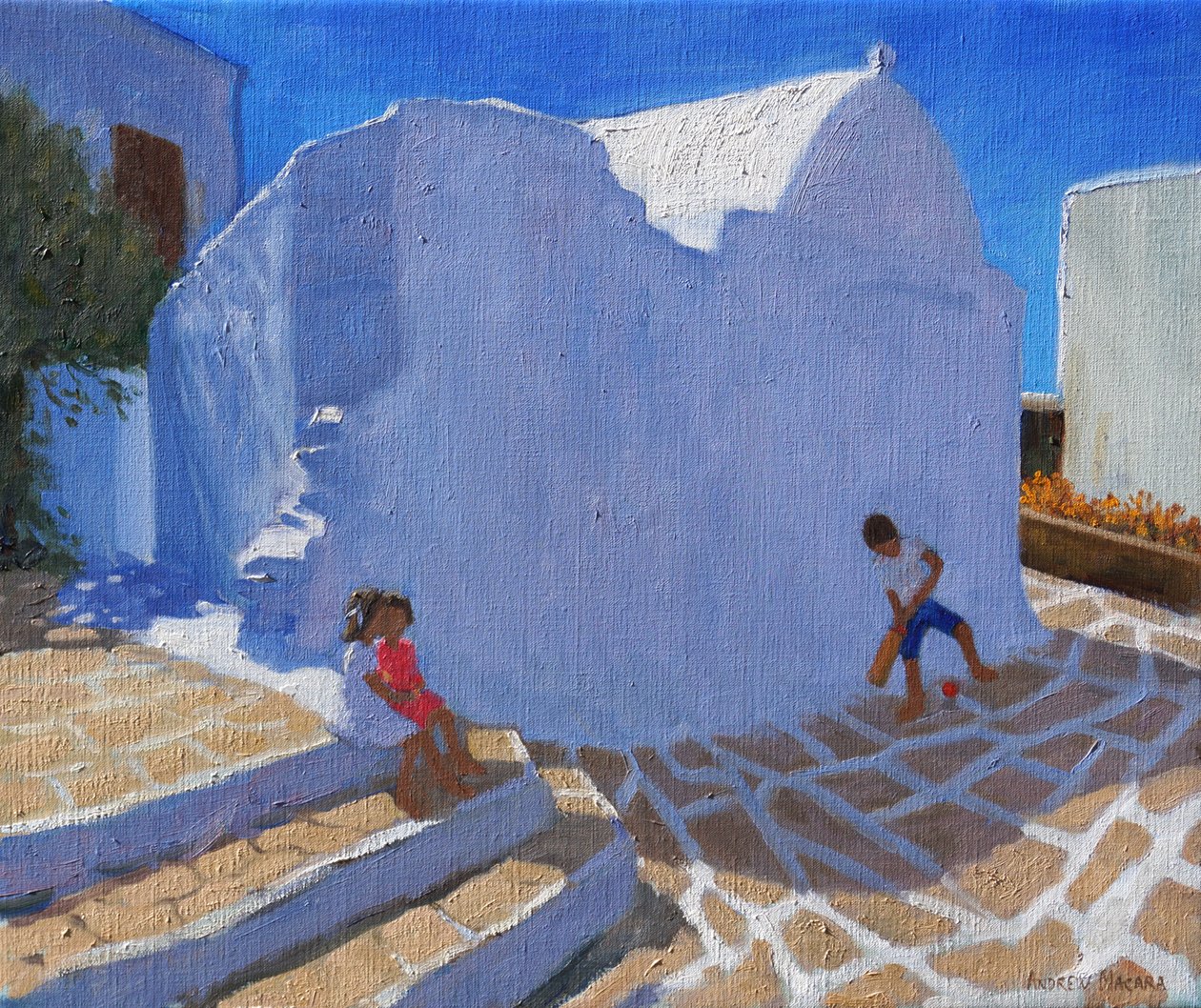 Cricket bij de kerkmuur, Mykonos door Andrew Macara