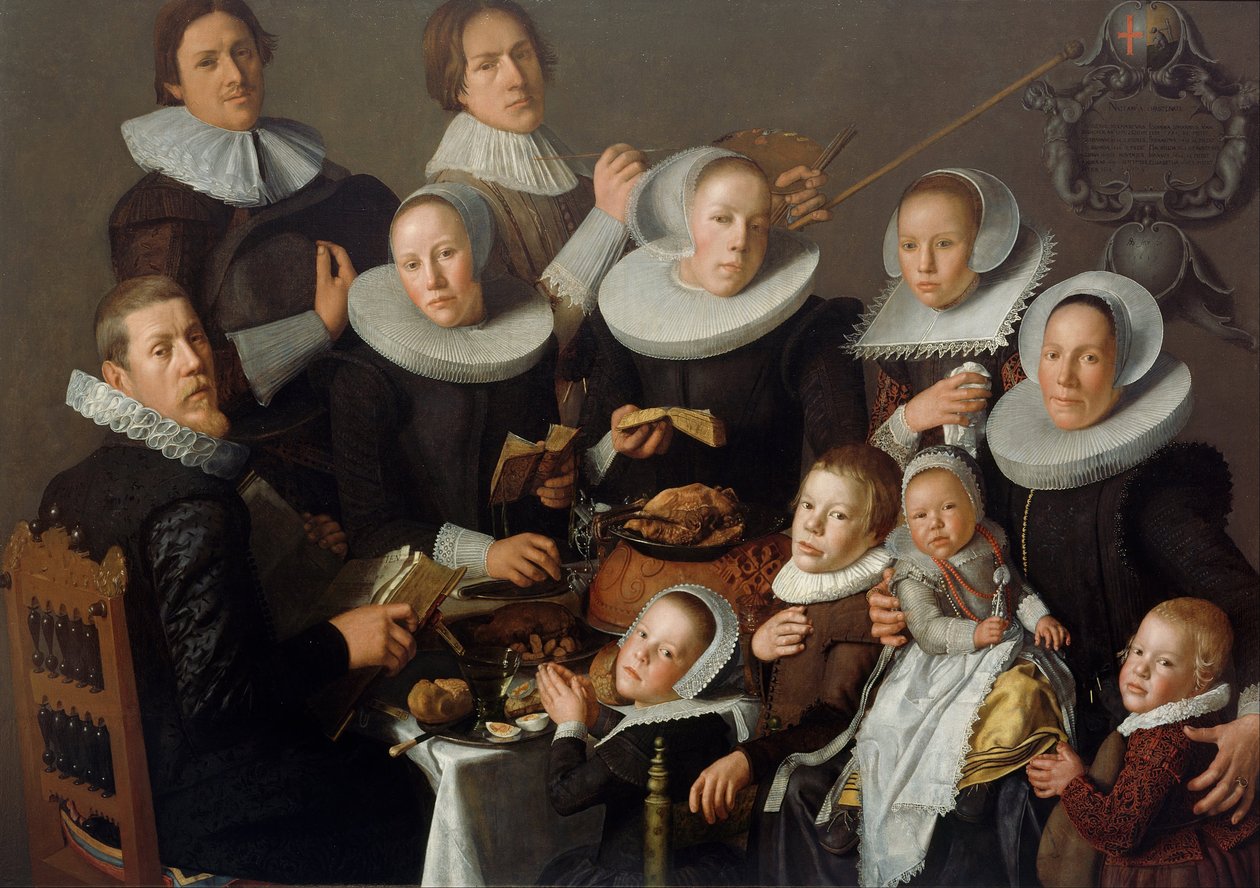 Portret van de schilder Andries van Bochoven en zijn familie, 1629 door Andries van Bochoven