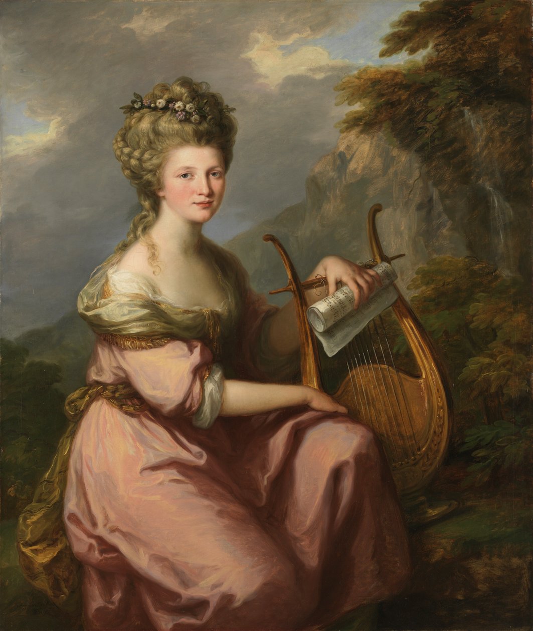 Portret van Sarah Harrop Mrs. Bates als een Muze door Angelica Kauffmann
