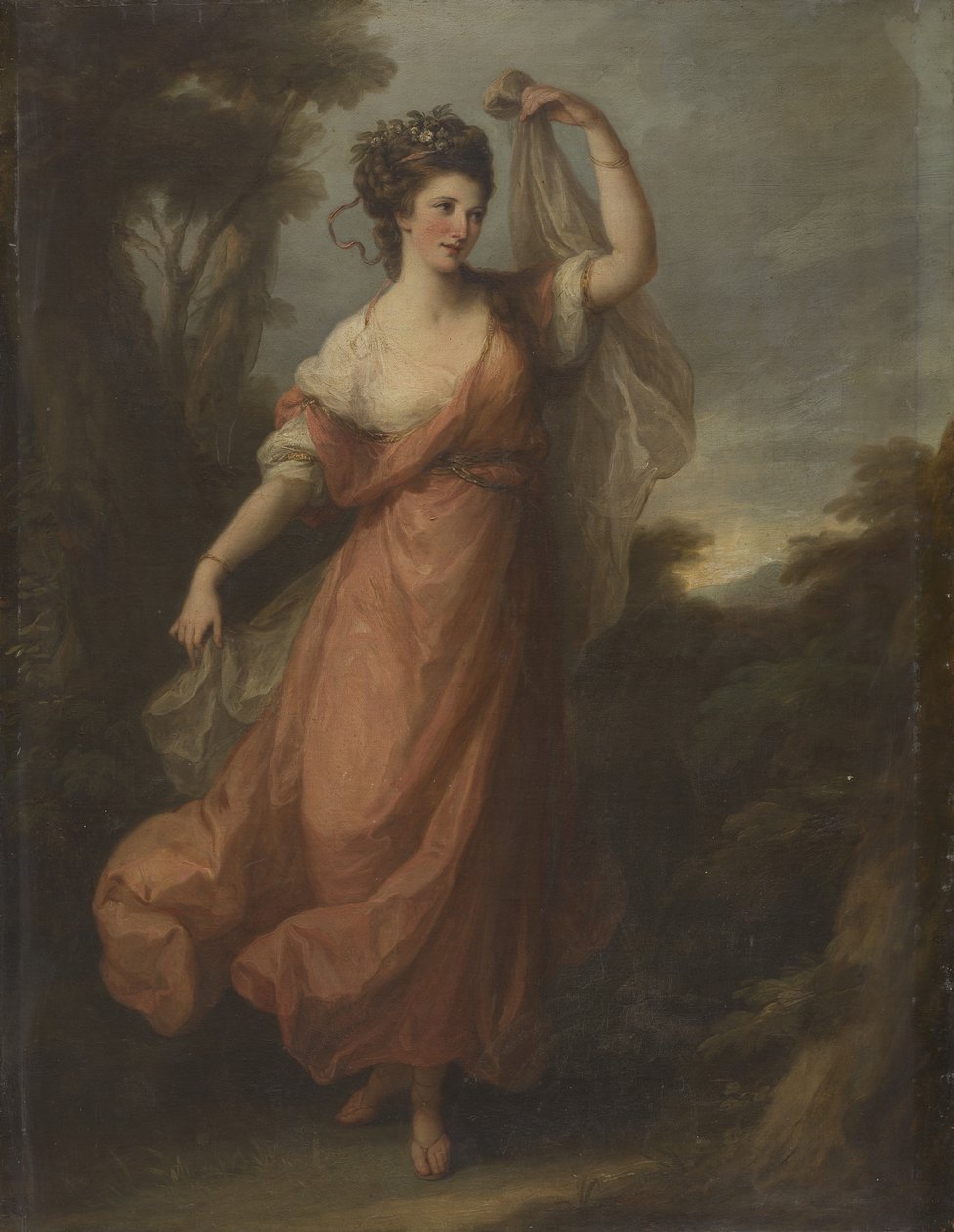 Een dansende jonge vrouw als Terpsichore door Angelica Kauffmann