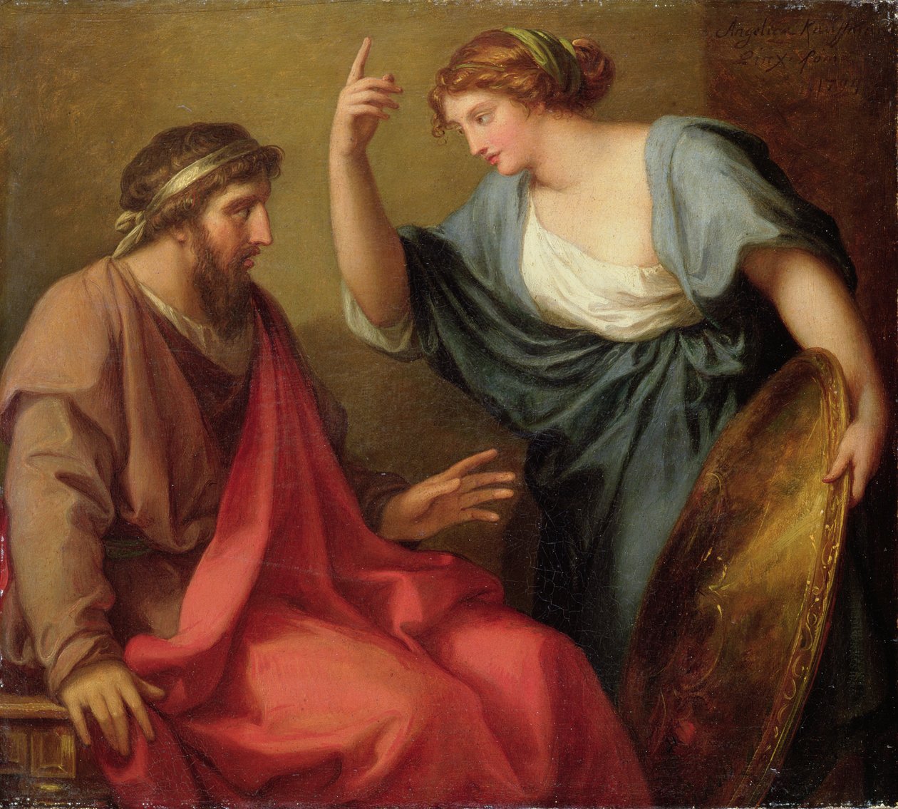 Egeria overhandigt Numa Pompilius zijn schild, 1794 door Angelica Kauffmann