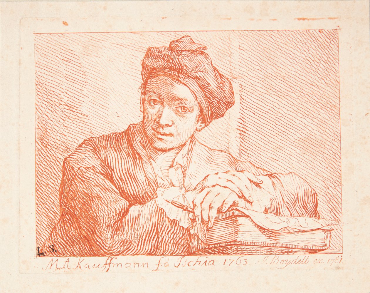 Porträt von Johann Joachim Winckelmann door Angelica Kauffmann