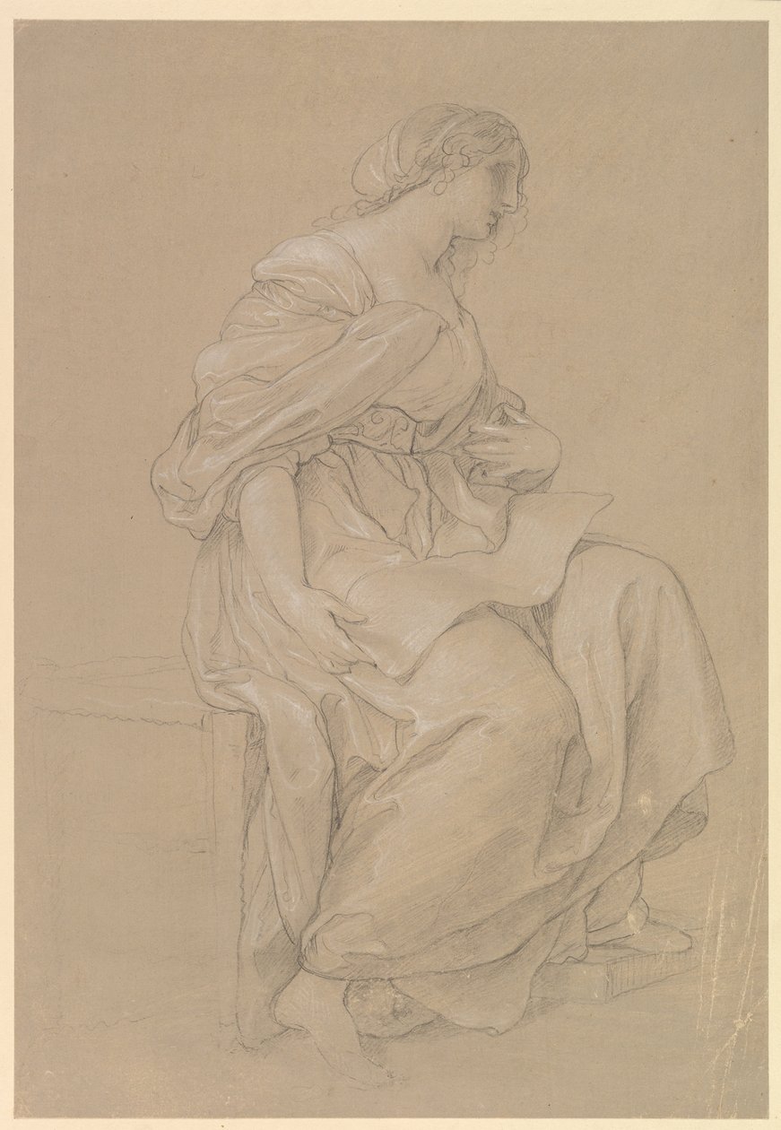 Studie van een zittende vrouw door Angelica Kauffmann