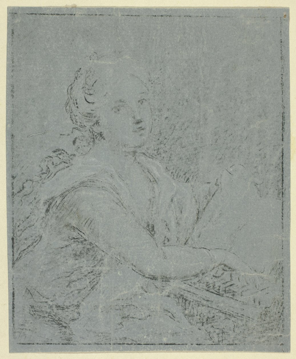 Vrouw bij spinet door Angelica Kauffmann