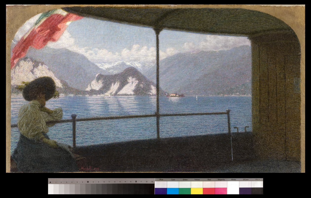 Een boot op het Lago Maggiore, 1915 door Angelo Morbelli