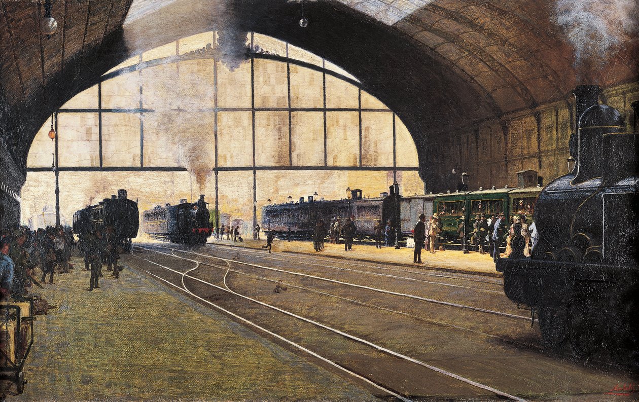 Centraal Station, Milaan door Angelo Morbelli