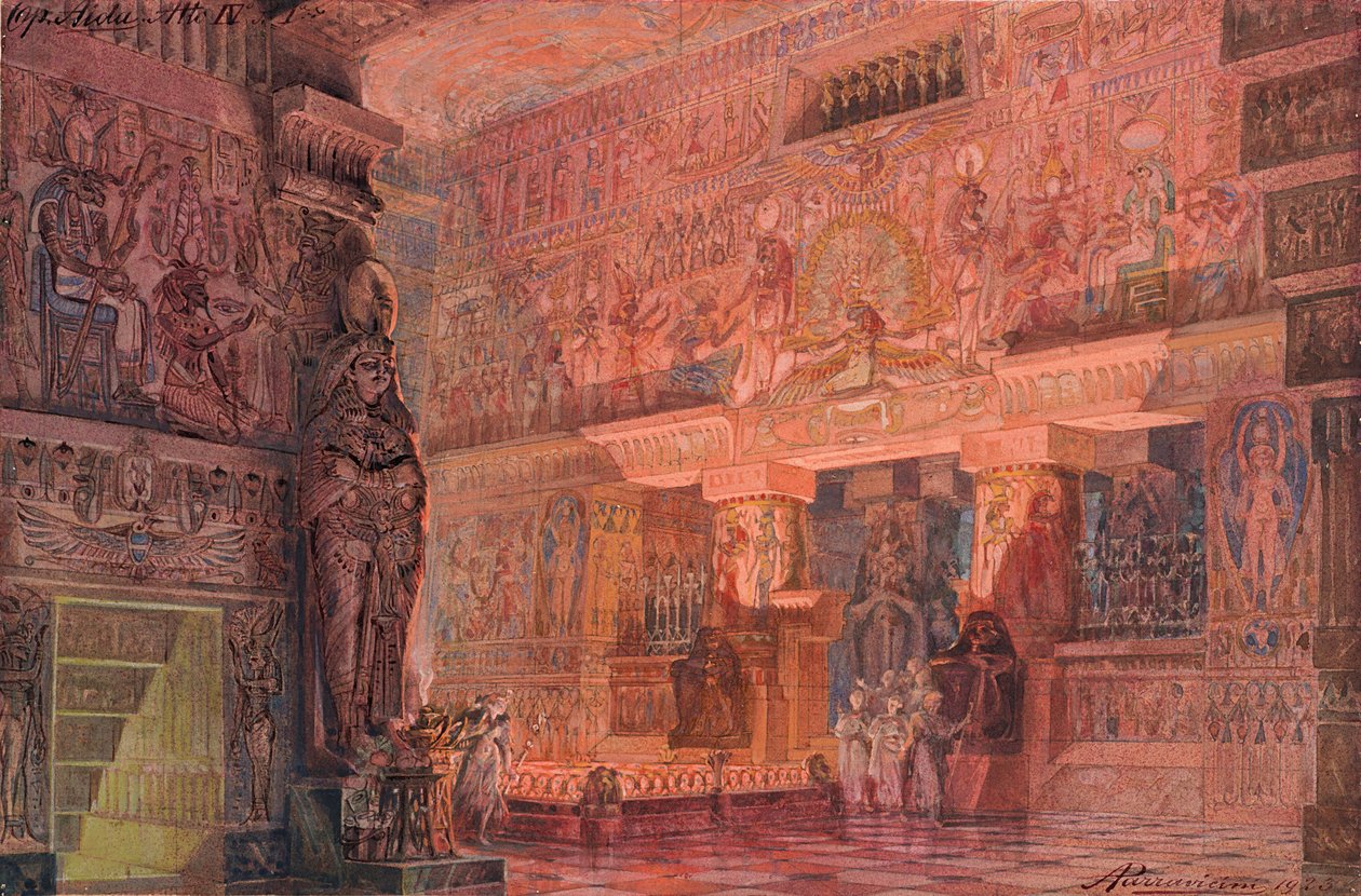 Decorontwerp voor de opera Aida van Giuseppe Verdi, 1923 door Angelo Parravicini
