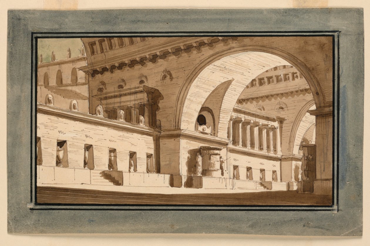 Toneelontwerp, Exterieur van Paleis, Grafzaal door Angelo Toselli