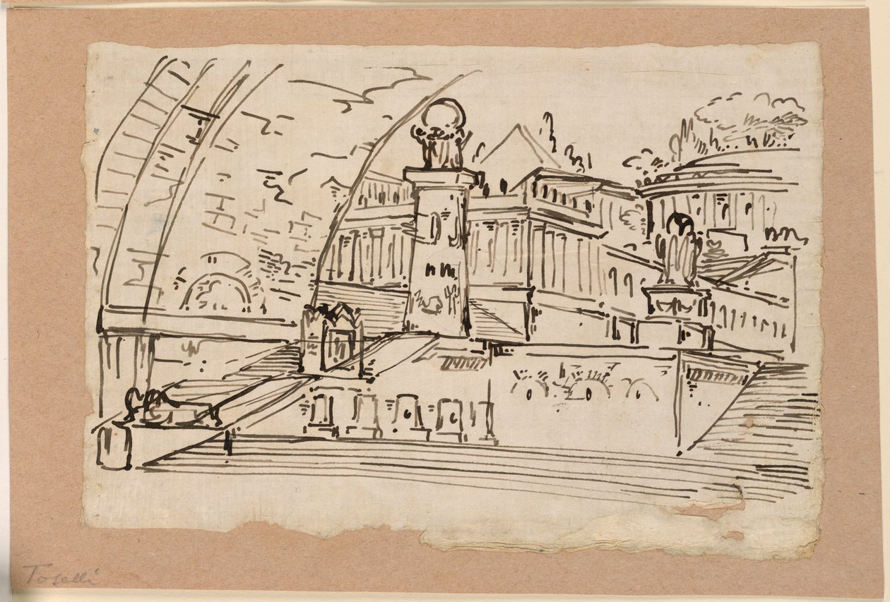 Toneelontwerp, Groep van Antieke Gebouwen door Angelo Toselli