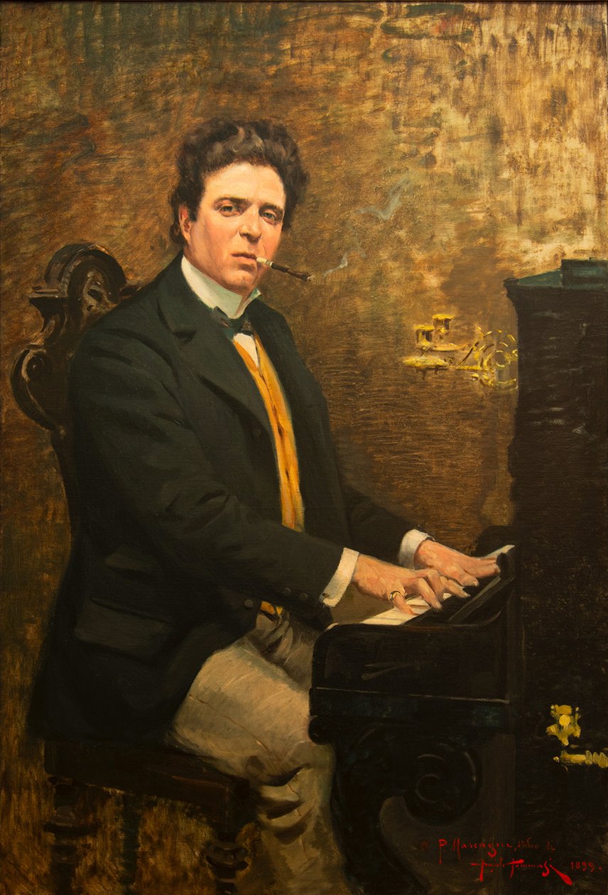 Portret van de Componist Pietro Mascagni 1863-1945, 1899 door Angiolo Tommasi