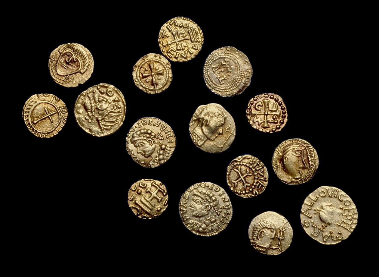 Complete niet-lokale Angelsaksische muntschat, de Crondall-schat, uit Crondall, Hampshire door Anglo Saxon