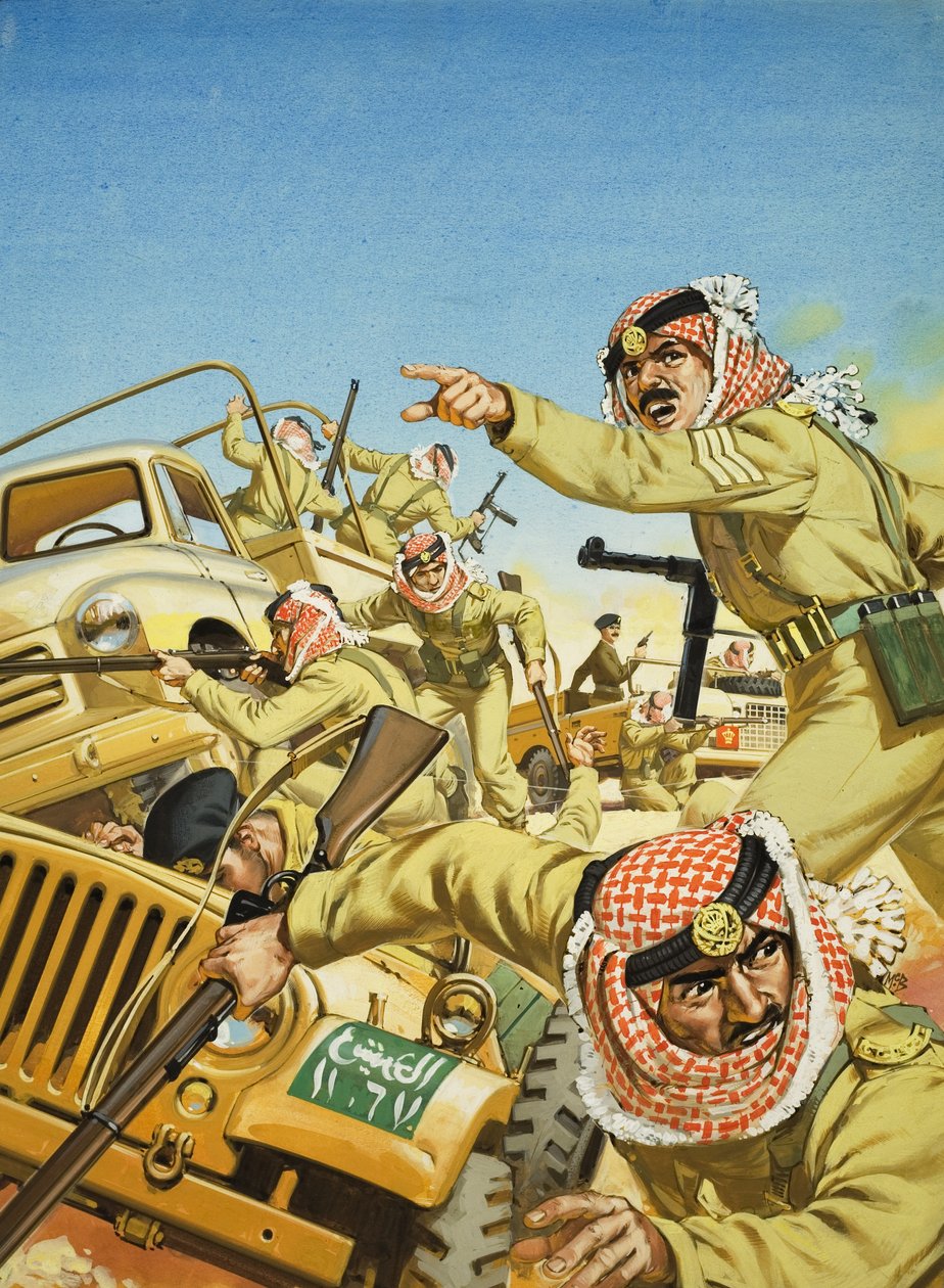 Koning Hoessein van Jordanië (1925-99) (gouache op papier) door Angus McBride