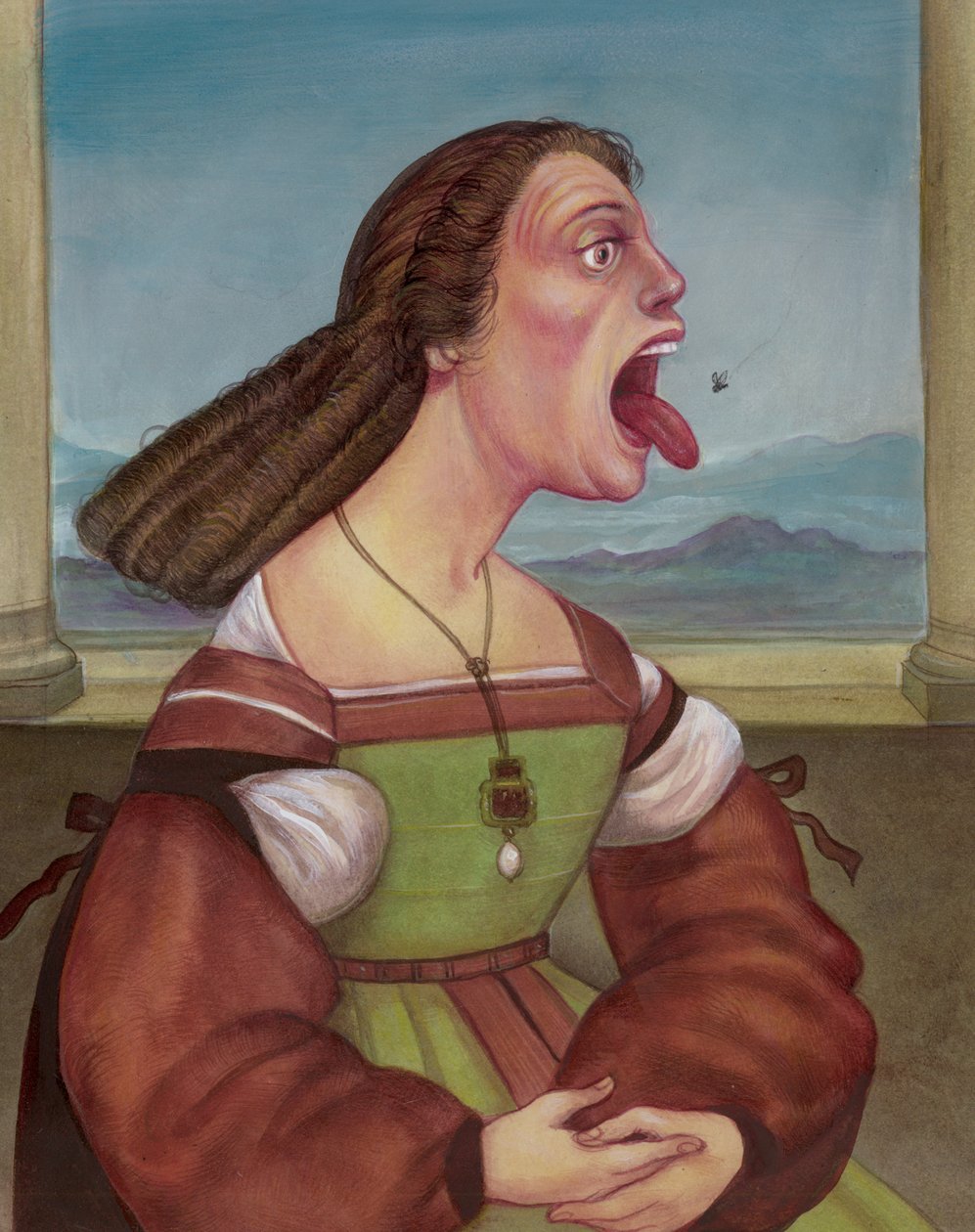 Vrouw die een vlieg eet door Anita Kunz