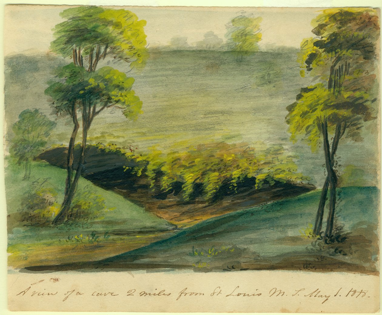 Een uitzicht op een grot, 2 mijl van St. Louis, Missouri Territory door Anna Maria von Phul