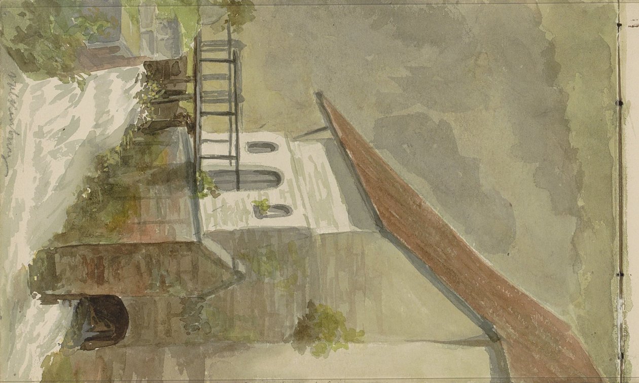 Huis aan een gracht te Valkenburg door Anna Catharina Maria van Eeghen (possibly)