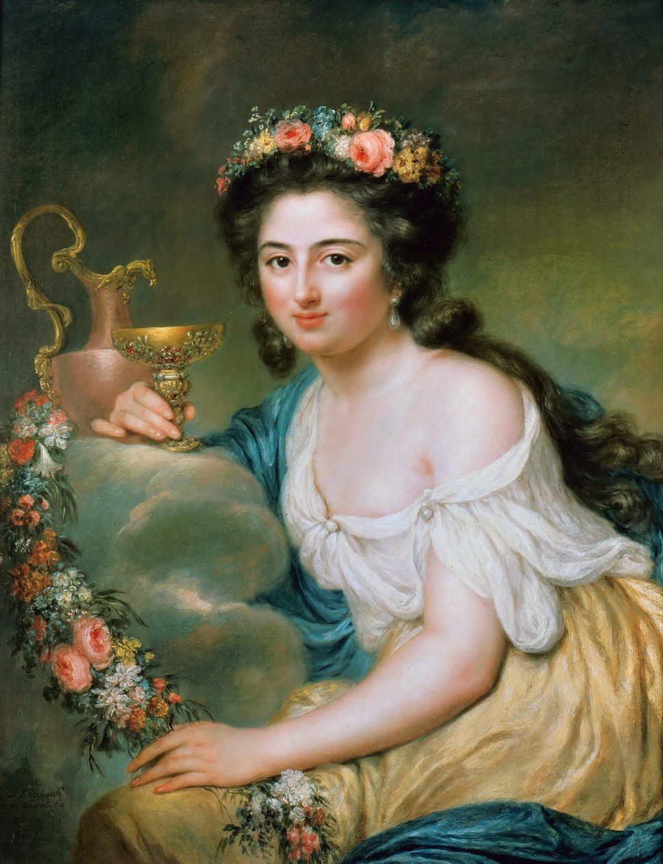 Portret van Henriette Herz, geboren De Lemos 1764-1847 als Hebe, 1778 door Anna Dorothea Therbusch