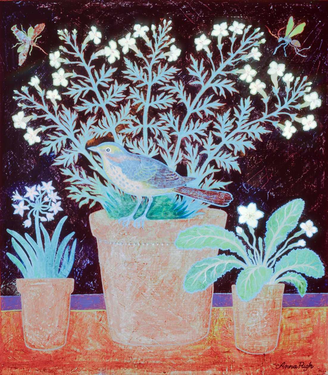3 potten en een vogel door Anna Pugh