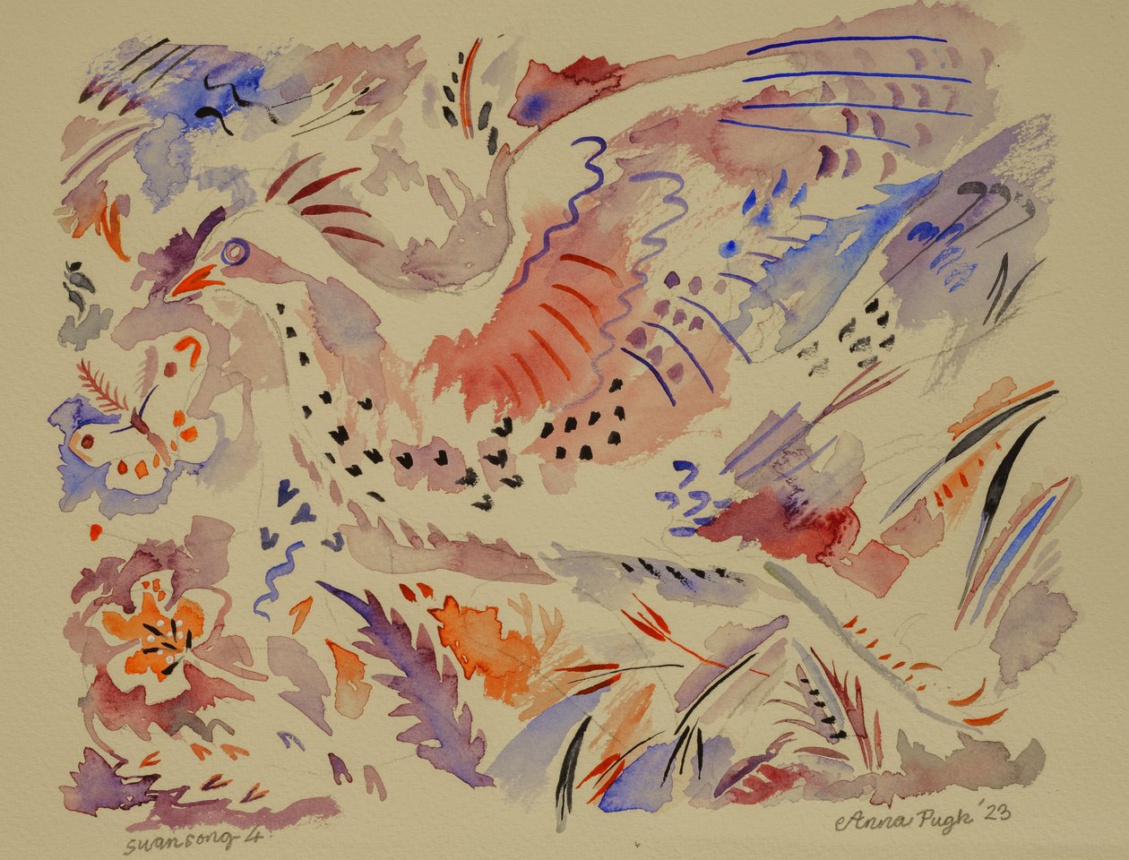 4 Zwanenzang, 2023 (aquarel) door Anna Pugh