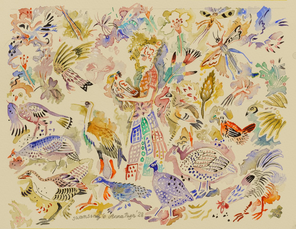 6 Zwanenzang, 2023 (aquarel) door Anna Pugh