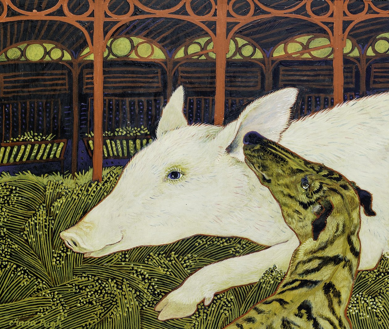 Beste vrienden, 2017 (acryl) door Anna Pugh