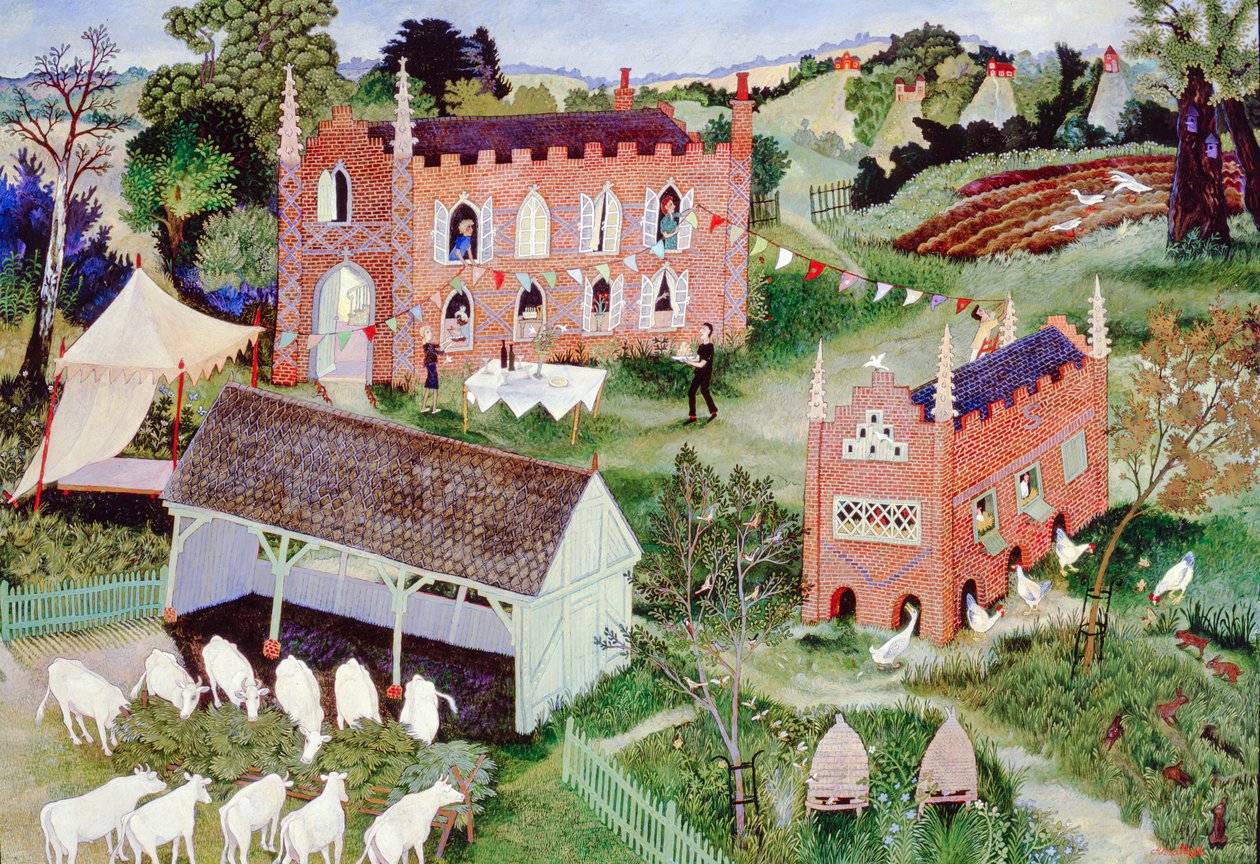 Vogelhuisje, 2002 (acryl) door Anna Pugh