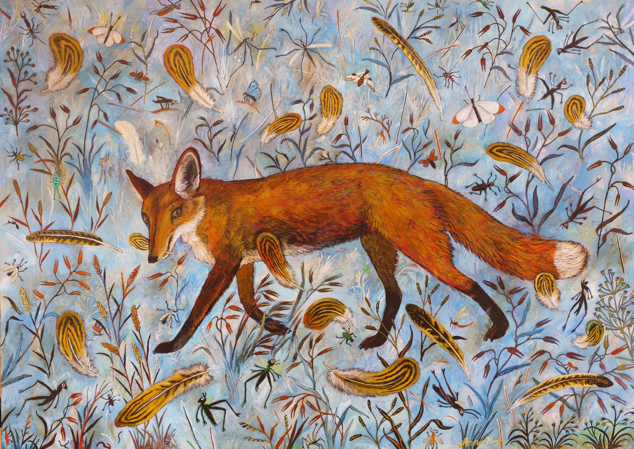 Blauwe vos (acryl) door Anna Pugh