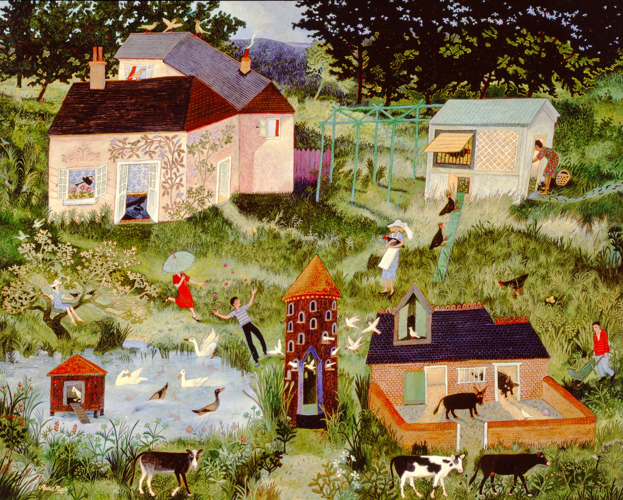 Bukken en duiken, 2006 (acryl) door Anna Pugh