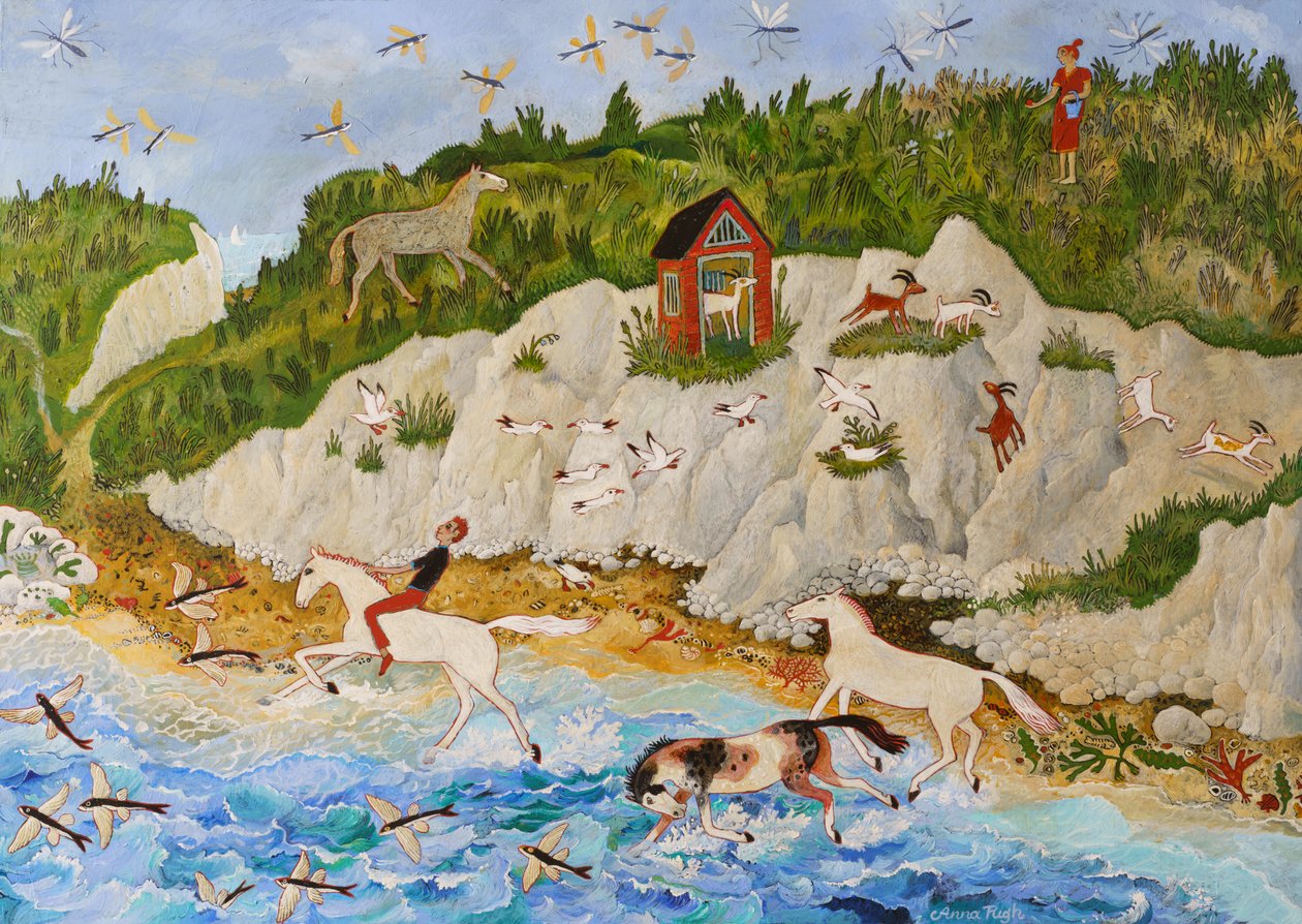 Vliegende vissen, 2020 (acryl) door Anna Pugh