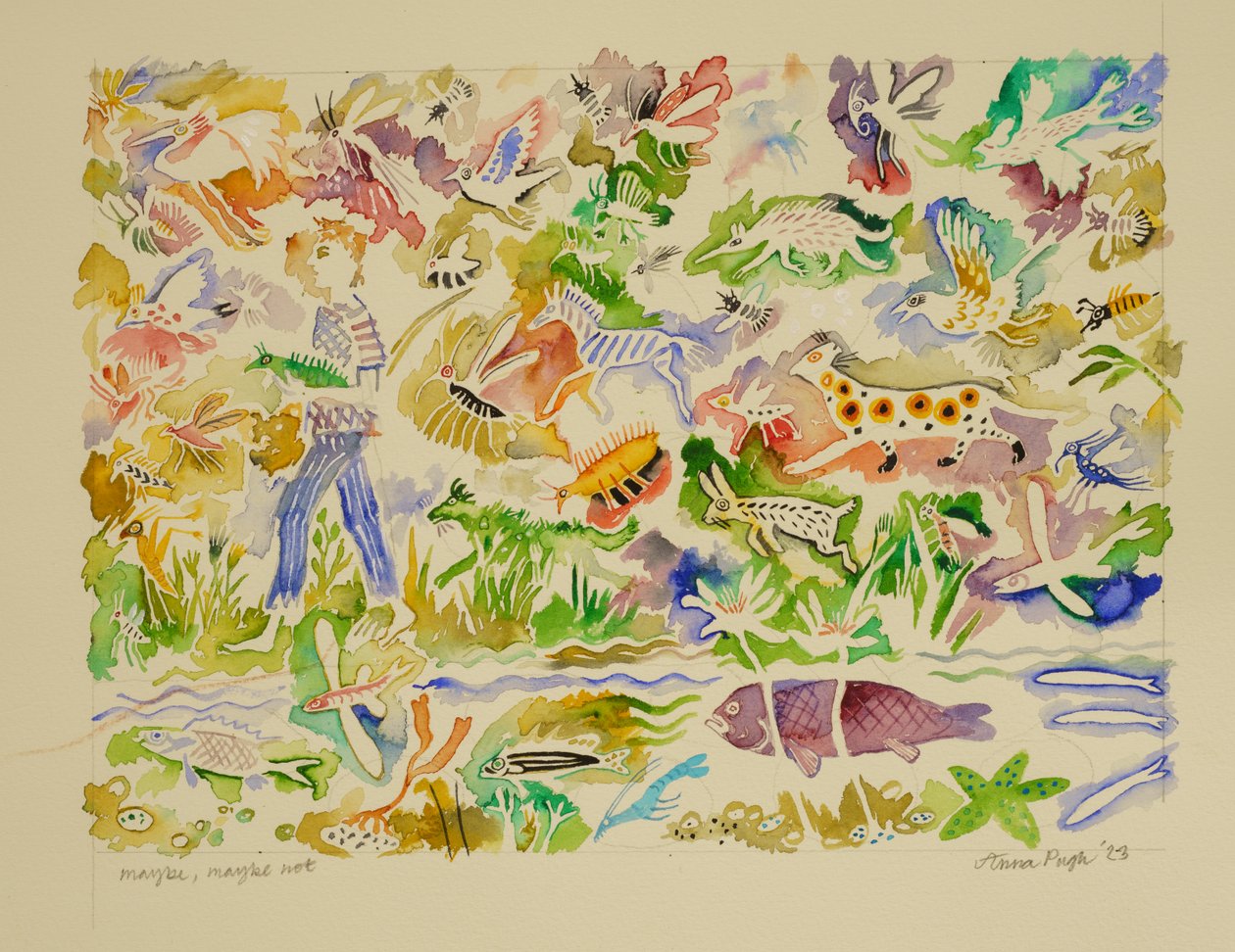 Misschien, misschien niet, 2023 (aquarel) door Anna Pugh