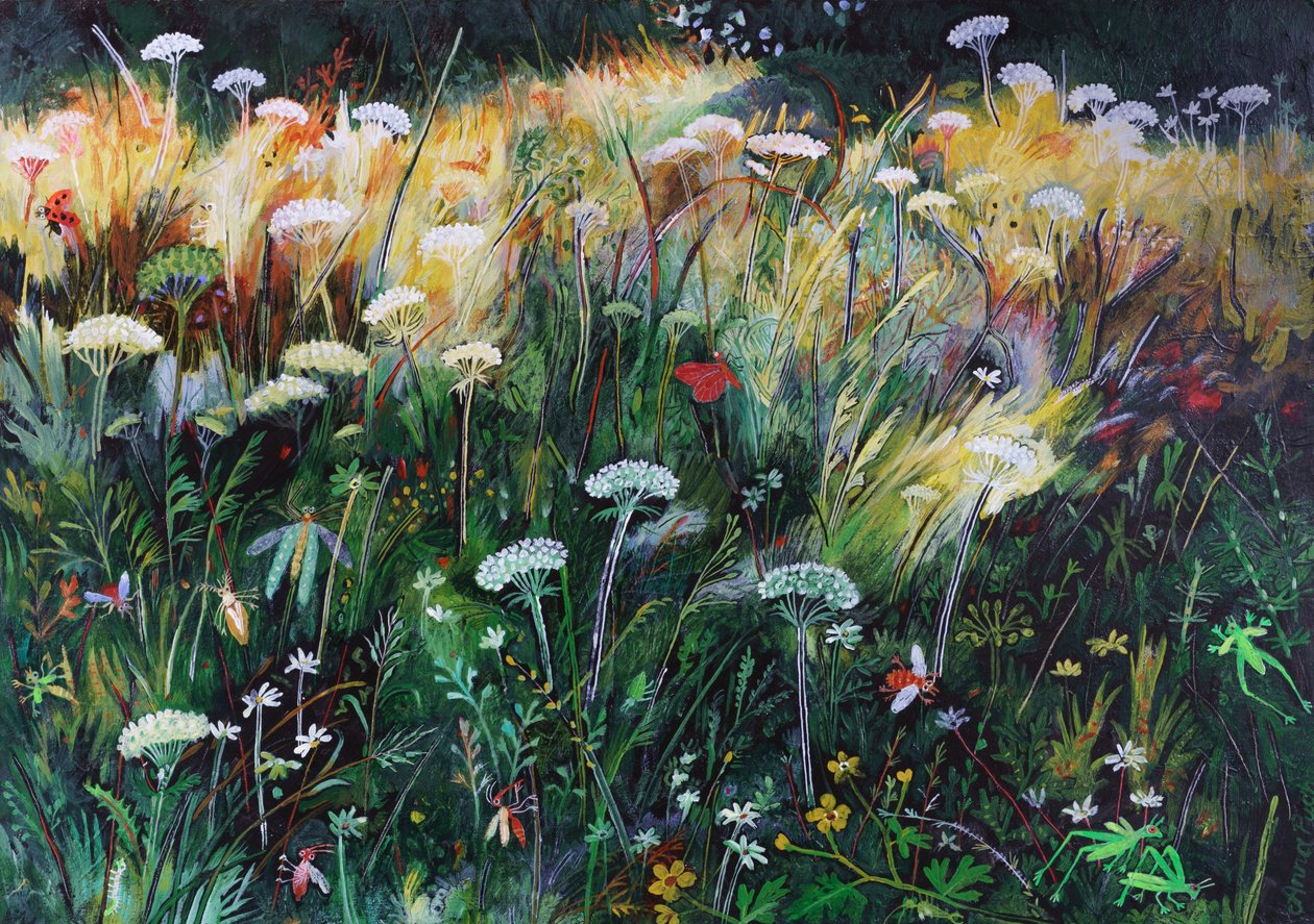 Nachtweide, 2022 (acryl op board) door Anna Pugh