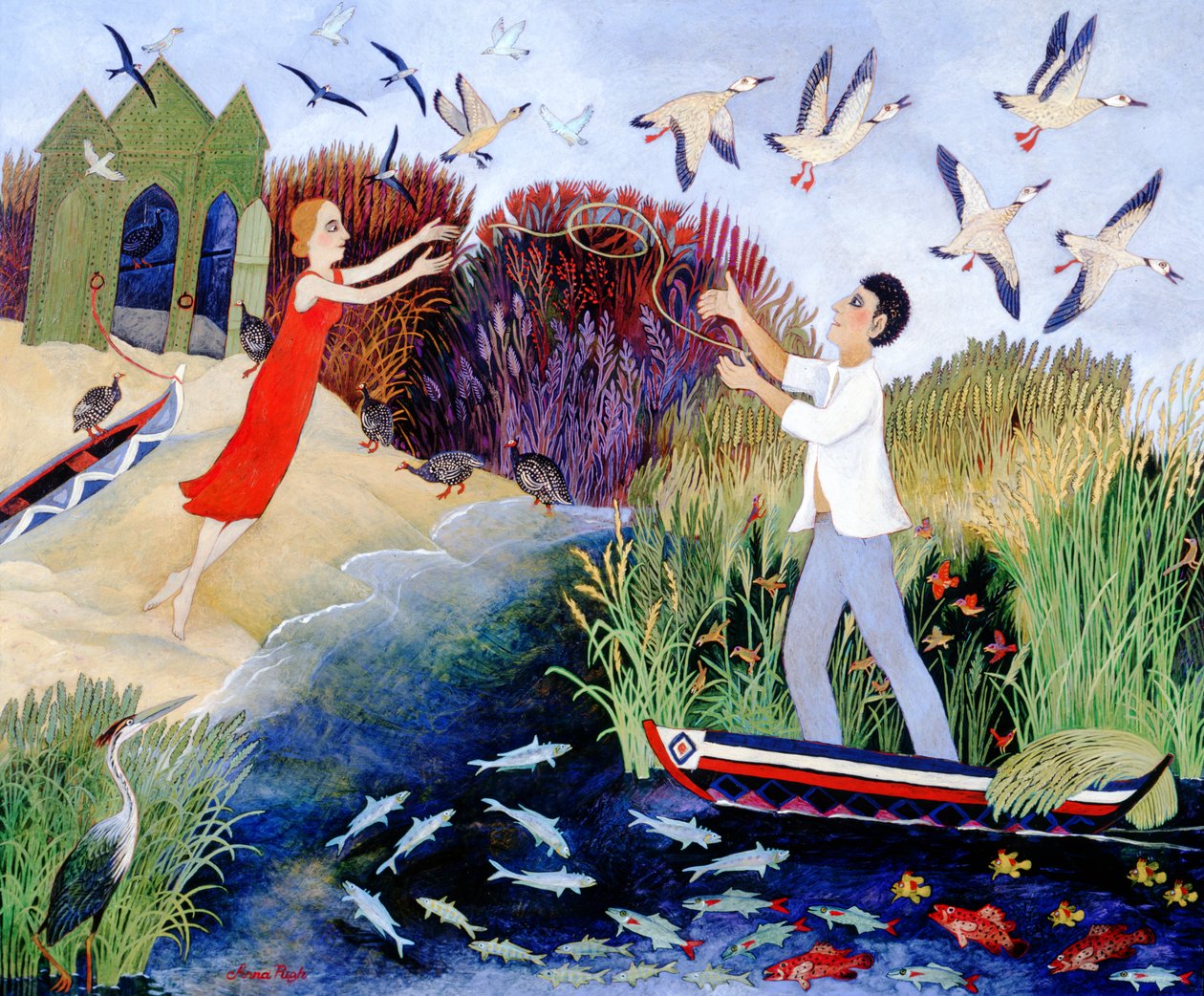Schip aan wal, 2007 (acryl) door Anna Pugh