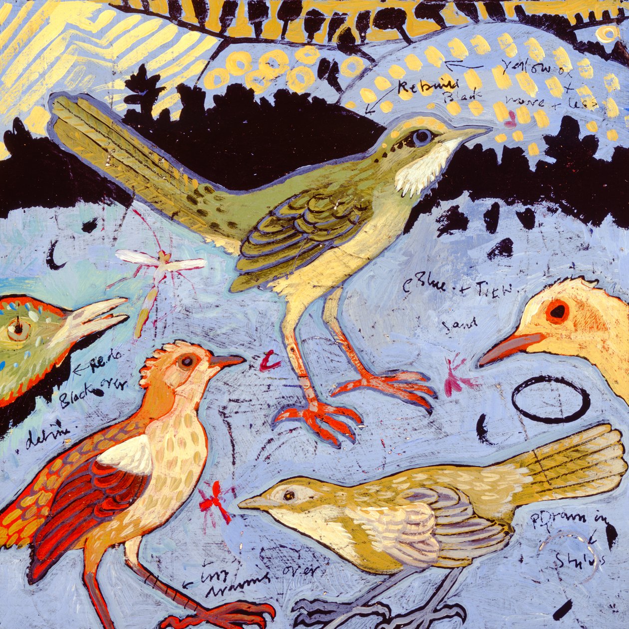 Kleine vogels, 2006 (acryl) door Anna Pugh