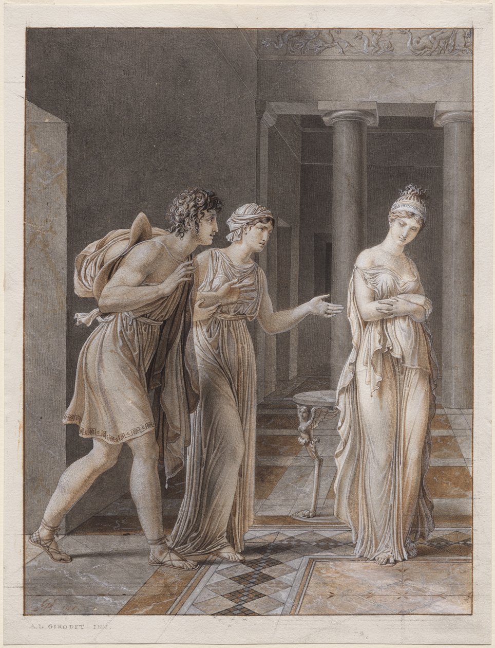 De ontmoeting van Orestes en Hermione door Anne-Louis Girodet de Roucy-Trioson