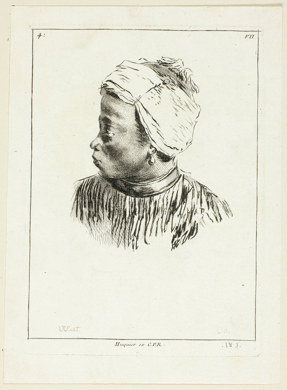 Hoofd van Zwarte (profiel) door Anne Claude Philippe Caylus