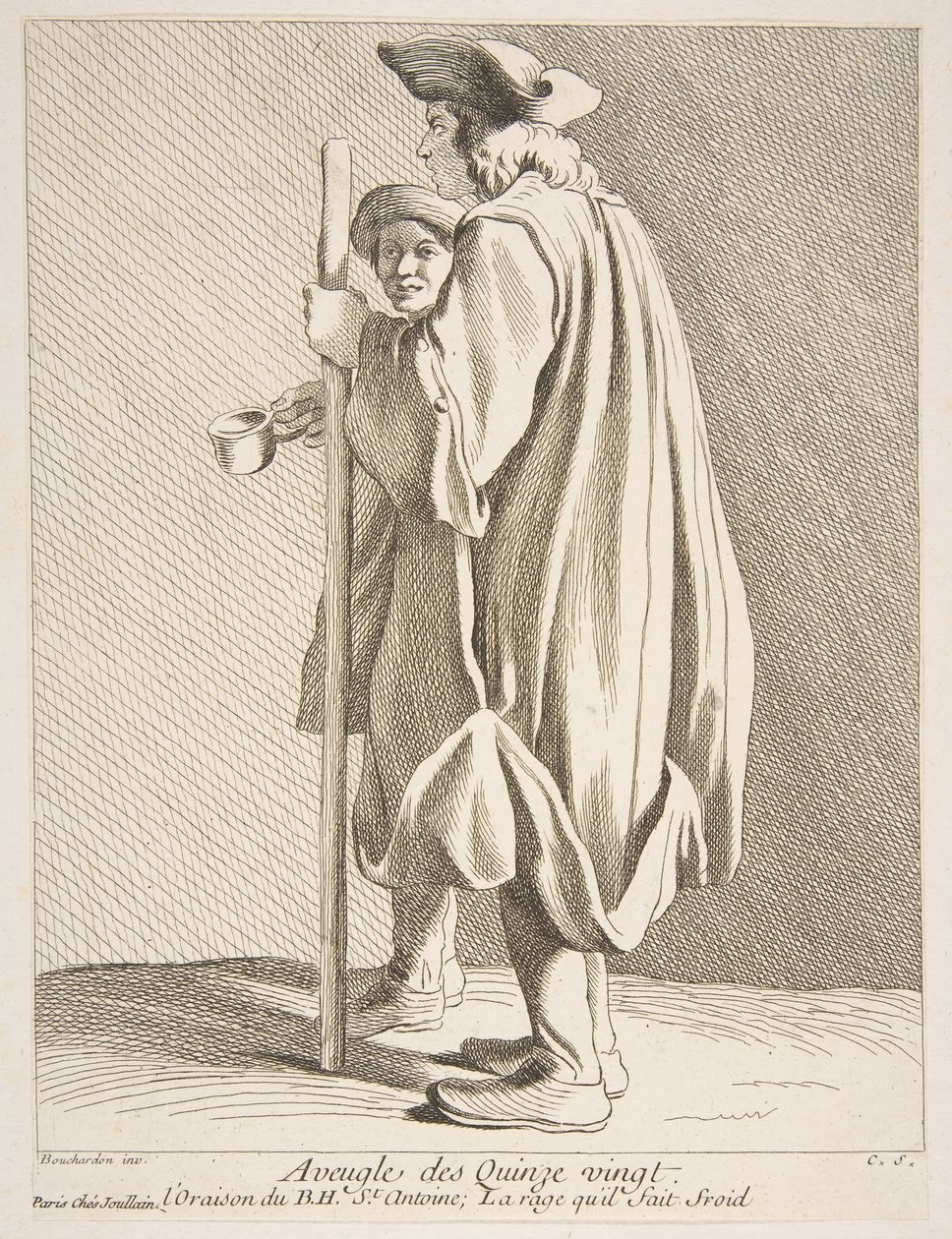 Een blinde man uit het Quinze-Vingts ziekenhuis, 1738 door Anne Claude Philippe de Caylus